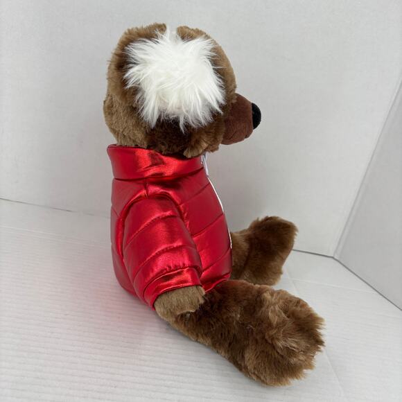 Von Maur C J Bear Plush Brown Shiny Red Puffer Jacket 2024 Edition 13th Annual - Picture 5 of 9
